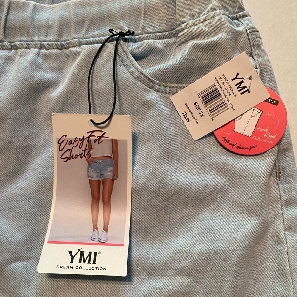 YMI Womens Dream Collection High Rise Tie Waist Distressed Shorts Size 3X - Picture 12 of 13